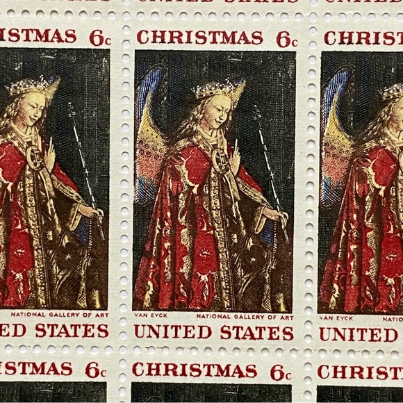 Christmas Stamp 1968 Van Eyck National Gallery of Art 6 Cent Sheet of 50 Mint - Picture 2 of 14